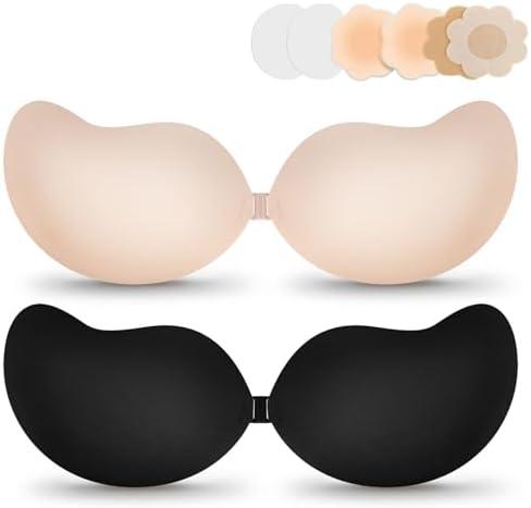EIDOS Strapless Backless Sticky Push Up Bra - Invisible Adhesive Bra for Women with Nipple Covers 2025, C