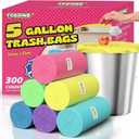 300 Count 5 Gallon Trash Bags - 18 Liter Colored Small Garbage Bags Unscented Wastebasket Liners 0.94 Mil Thick & Leakproof for Home Office Bedroom Bathroom