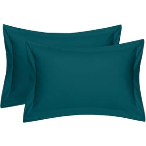 Cotton Metrics Heavy Quality Standard Pillow Shams Set of 2 Teal 600TC 100% Organic Cotton Teal Pillow Shams Standard Size 20X26 Decorative Pillow Cover with 2 Inch Flang