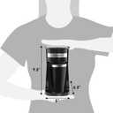 Elite Gourmet EHC114 Personal Single-Serve Compact Coffee Maker Brewer Includes 14Oz. Thermal Travel Mug with Stainless Steel Interior, Compatible with Coffee Grounds, Reusable Filter, Black