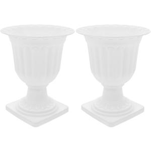 2pcs Urn Planter Flowerpot Flower Stand for Wedding Flower Pots Indoor Front Door Decorations Pots for Plants Tall Planter Outdoor Vase White, 6.7X5.5X5.5in