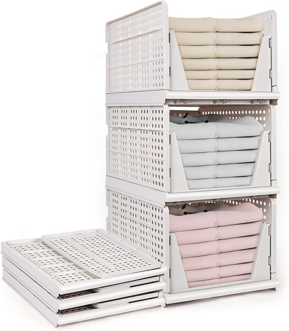 yazi 4 Pack 4XL Foldable Plastic Closet Storage Baskets
