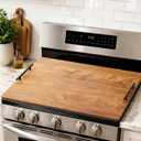 Noodle Board Stove Cover with Handles, Stove Top Covers for Gas Burners and Electric Stove, Wood Stove Cover Board Decorative Serving Tray Kitchen Sink Cover for Counter Space (Brown)