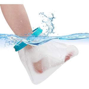 100% Waterproof Foot Cast Cover Wound Protector for Shower Bath, Watertight Cast Bag Covers for Broken Surgery Foot, Wound and Burns - Reusable [2025 Upgrade]