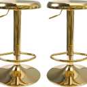Adjustable Bar Stools Set of 2, Backless Swivel Round Counter & Bar Height Chairs, Modern Gold Metal Frame Barstools for Kitchen Island, Dining Room, Home Bar, Gold
