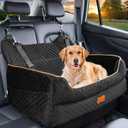 Dog Car Seat for Dogs - Memory Foam Dog Booster Seat for Under 55Lbs or 2 Small Dogs-Detachable and Washable Travel Bed with Thick Cushion and Storage Pockets-Black