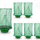 6 Pack Fly Traps Outdoor Hanging, Ranch Fly Traps with Food Bait Tray, Fly Catcher Cage for Indoor or Outdoor Family Farms, Park