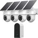  Ansque Security Cameras Wireless Outdoor Home System, 4 Camera Kit, No Subscription Fees, Solar Powered, Local Storage, 365-Day Battery Life, 360PTZ Surveillance, Auto Tracking, 2K Color Night Vision