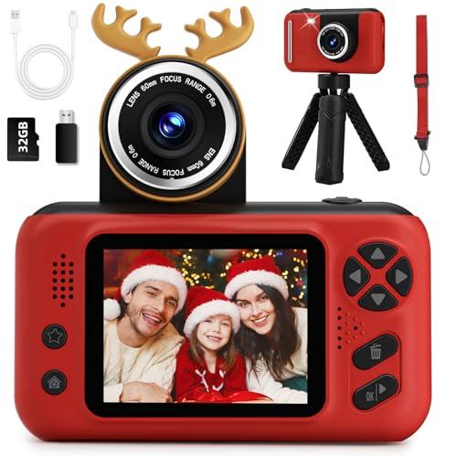 Makolle Kids Camera Girls for 3 4 5 6 7 8 9 Years Old Girls,1080P HD Video Selfie Camera with 32G SD Card Kids Digital Camera Toys for Toddler Birthday Gifts Red