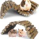 Hamiledyi Wooden Hamster Bridge Ladder 13.4" L x 7.5" W Large Climbing Toy Natural Hideout Tunnel Ramp Hamster Cage Accessories for Rabbits Guinea Pigs Ferret Tortoise Reptile (Pack of 2)