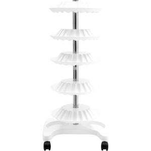 360 Rotating Nail Polish Rack Holder,Nail Polish Organizer Stand with Wheels,5 Tier Nail Display Storage Shelf,for Home,Nail Salon (White)