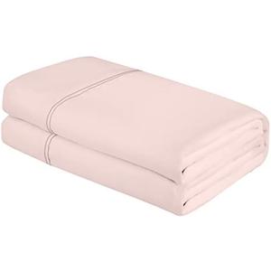 Royale Linens Full Flat Sheet - Ultra Soft Brushed 1800 Microfiber Flat Sheets Only - Wrinkle Free & Stain Resistant - Hotel Quality Top Sheet for Bed (Full, Pink), Pack 9