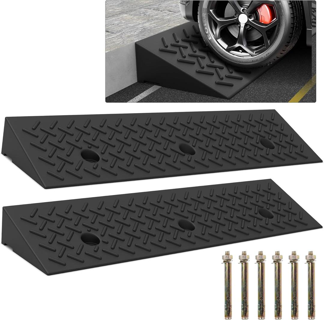 2 Pcs 3.9" Rise Rubber Curb Ramp Threshold Ramps,3.9" H 38.5" L 9.5" W.Heavy Loading Ramp 2 Tons(4400 LB) Capacity Car Slope Ramp for Driveway Dock Bike Vehicle Warehouse Motorcycle. (3.9" H)