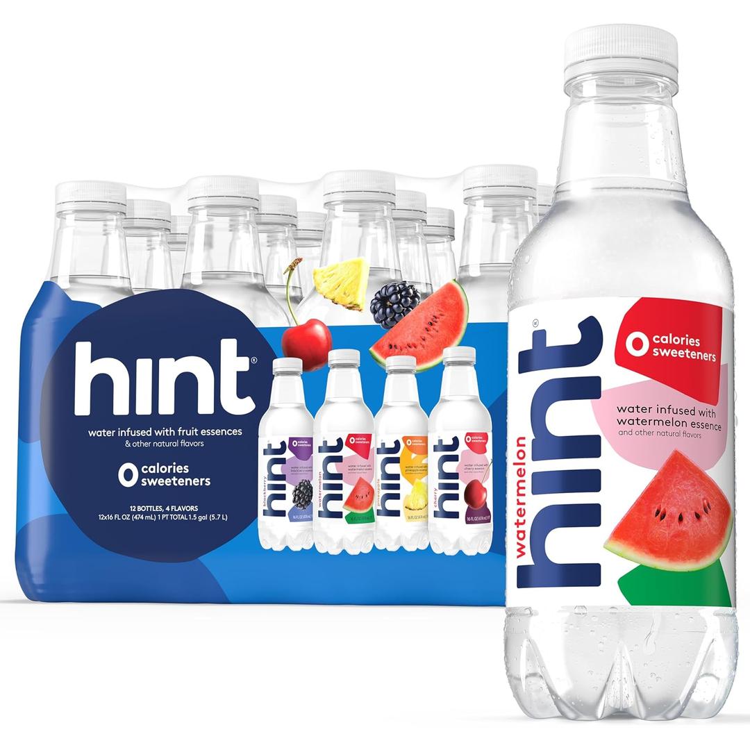 Hint Infused Bottled, Best Sellers Variety Pack - Sugar Free Flavored with Zero Calories, Natural Essences, and No Artificial Sweeteners - 16 Fl Oz (Pack of 12) (EXP 09/05/27)
