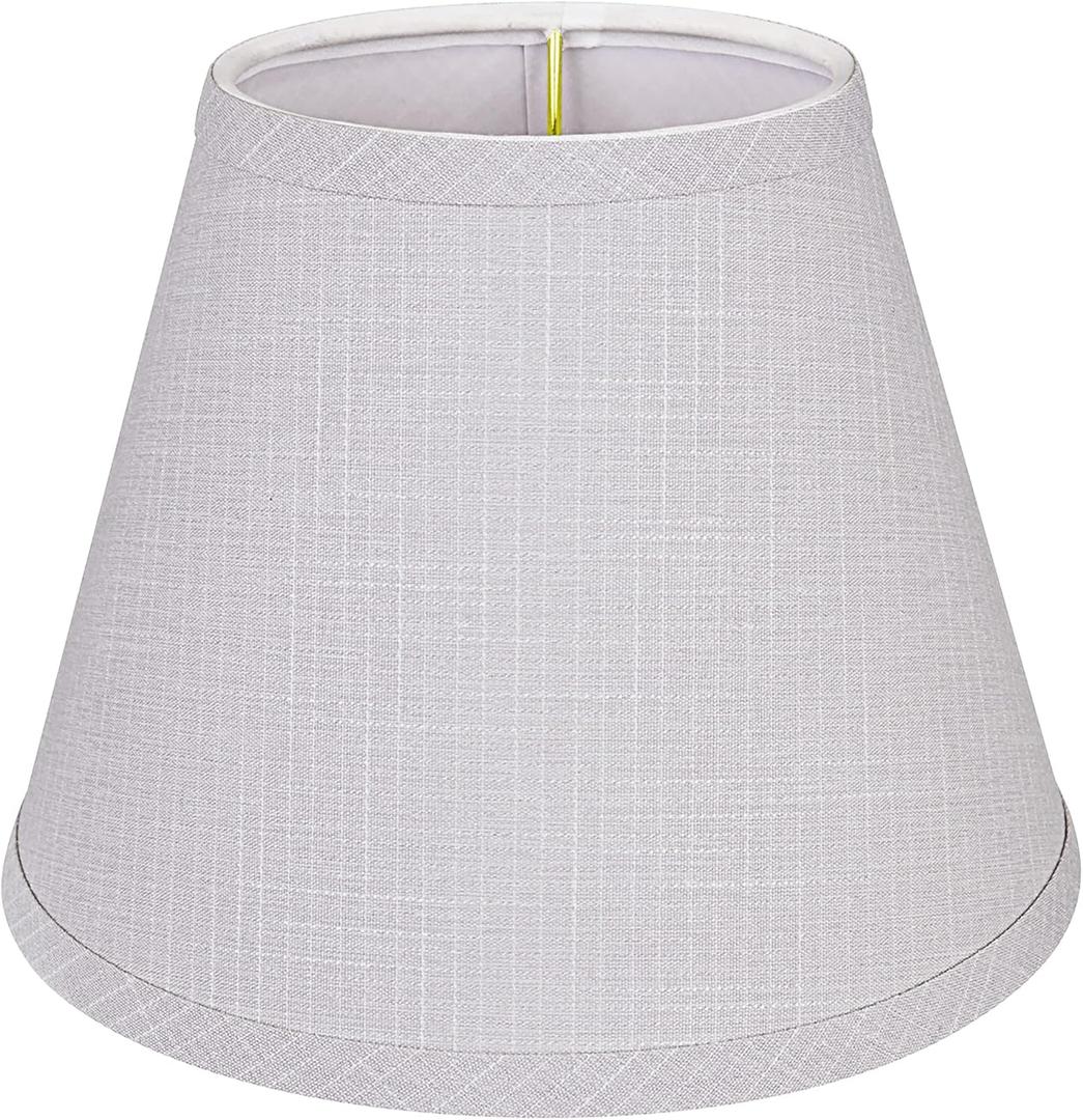 Aspen Creative 58908A, Empire Uno Lamp Shade in Light Grey, 5" Top x 9" Bottom x 7" Slant Height, Slip UNO 33mm