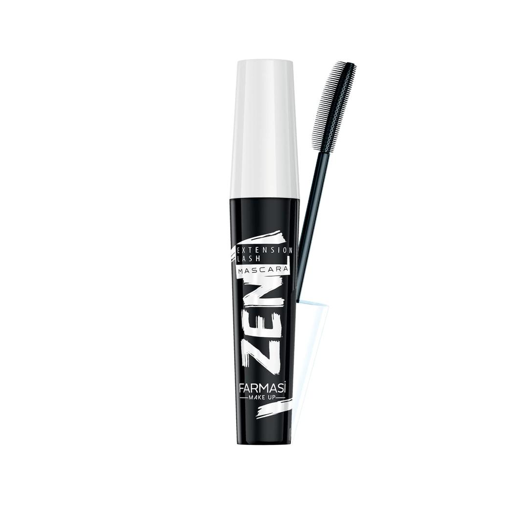 FARMASi Zen Extension Lash Mascara, Lengthening & Volumizing Effect, Clump-Free Definition, Smudge-Free Wear, Silicone Brush for Separated Fuller-Looking Lashes, Blackest Black, 0.27 fl oz