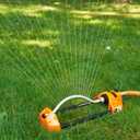 Dramm ColorStorm Premium Oscillating Lawn Sprinkler with Brass Nozzle Jets, Easy Adjust Range Control Covers up to 3,036 Sq Ft, Yellow