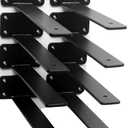 8 Pack - 9 inch Black Hidden L Shelf Bracket (1/5 Inch Thicked) Iron Floating Shelf Brackets Rustic Industrial Metal Brackets for Shelf Support