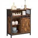 VASAGLE Buffet Cabinet, Sideboard with Open Compartment, Sliding Barn Door, 11.8"D x 27.6"W x 31.5"H, Rustic Brown and Ink Black ULSC089B01 (Rustic Brown + Ink Black)
