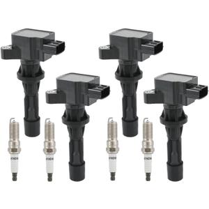Set of 4 Ignition Coil Pack & Spark Plug Compatible with Mazda 3 6 CX-7 MX-5 Miata L4 2.0L 2.3L 2.5L Replace# UF540, L3G218100, L3G218100A