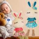 Set of 2 Easter Bunny Plush for Kids, 18.3" Easter Stuffed Animal, Big Rabbit Toys Cute Birthday Gifts for Boy Girl, Pink & Blue