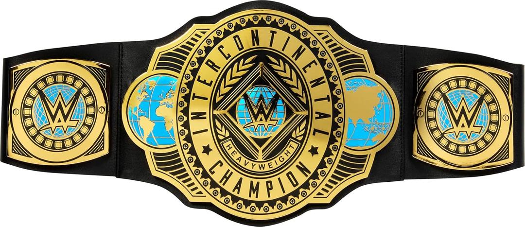 Mattel WWE Championship Title, Intercontinental Champion, Kid-Sized Belt Accessory for Role-Play & Costumes, 3+ feet Long with One-Time Adjustment