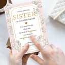 4 x Elegant Sister Birthday Card, Happy Birthday Gifts for Special Sister, Unique Bday Decorations for Women