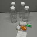 4 Pack 32 Oz Glass Milk Bottles with Nut Milk Bag & 2 Pour Spout & 2 Airtight Lids & Brush- 1Qt Scale Mark Drinking Jars Reusable Container for Milk, Juice, Water, Coffee for Refrigerator