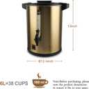 6L Coffee Urn, Hot Beverage Dispenser, Hot Water Urn, Commercial Grade Double Wall Stainless Steel, Electric Coffee Percolator, Large Coffee Maker for Party, Home, Catering, 38-Cup,Gold Color
