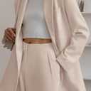 KIRUNDO Women Suits 2 Piece Set Business Casual Dressy Oversized Blazer Jacket and Wide Leg Dress Pantsuits Formal Outfits (Small, Beige)