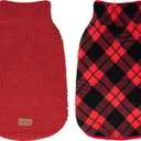 cyeollo Small Dog Coat, Sherpa Dog Winter Coat Reversible Fleece Doggie Jackets Doggy Sweater for Medium Dogs Male with Leash Hole, Soft Cold Weather Pet Clothes, Buffalo Plaid M (Medium (10-15lbs))
