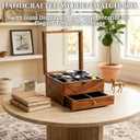 Vintage Superior Rosewood Mens watch display case, Luxury Large Drawer Watch Box Organizer for Men with 6 Divided Slots, Soft Velvet Pillows, and Drawer for Wallet, Cufflinks, and Accessories