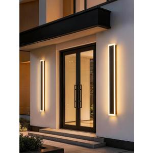 2-Pack Outdoor Modern Wall Lights, 3000K Exterior Lighting Fixture, 31.5in