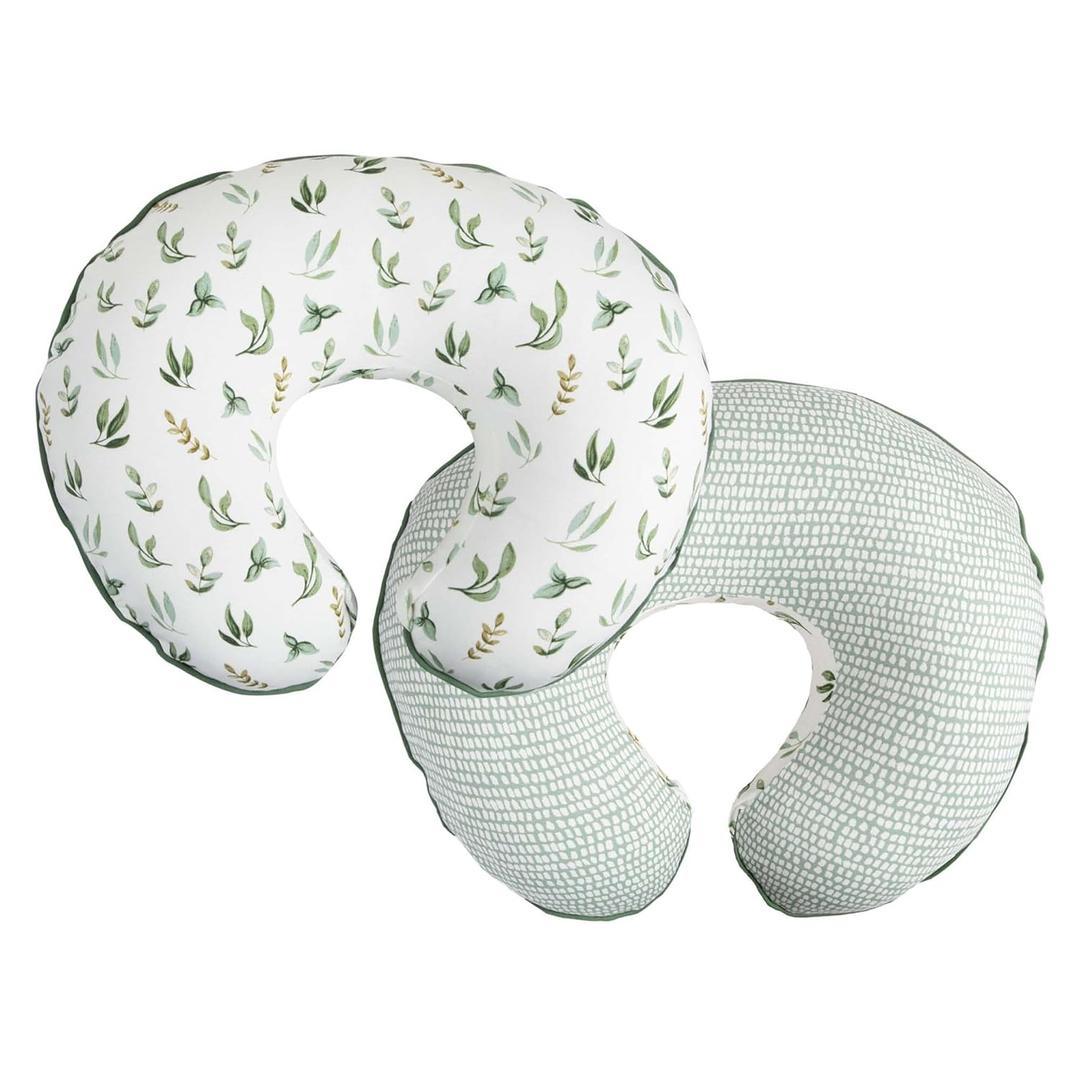 Boppy Nursing Pillow Cover, 100% Organic Cotton, Green Little Leaves, Fits The Original Support Pillow for Breastfeeding and Bottle Feeding, Cover Only (Green Little Leaves)