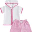 3 x Kids Baby Boy Girl Swim Cover Up Toddler Swim Trunks and Short Sleeve Coverup Beach Bathing Suit Swimwear (Pink)