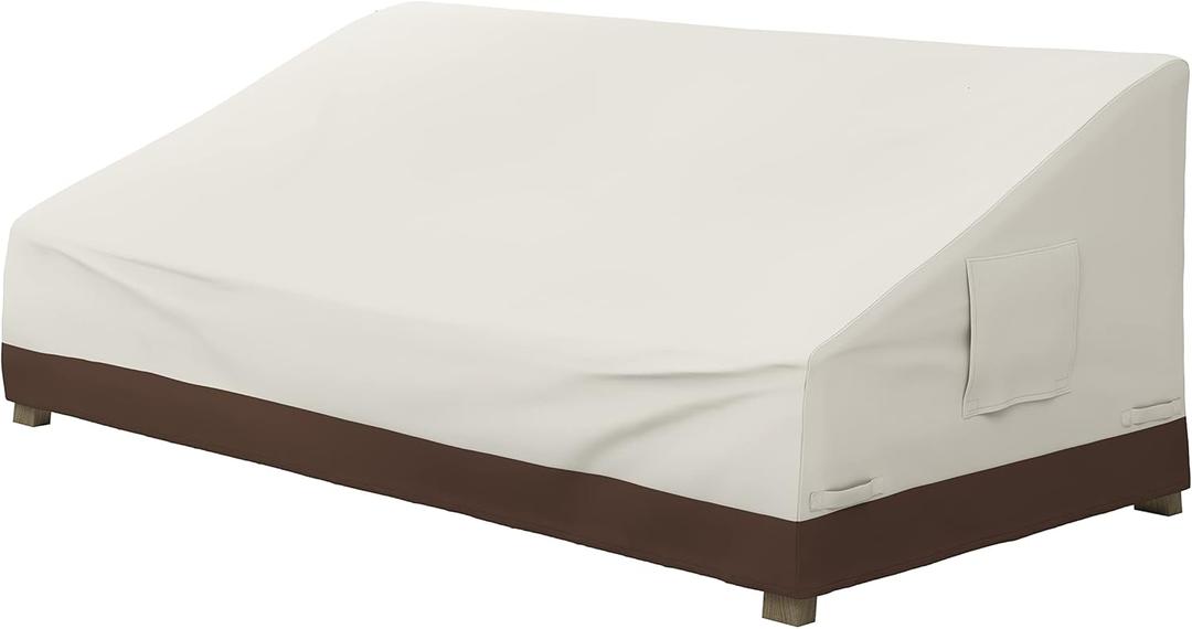 Amazon Basics 3 Seater Outdoor Couch and Patio Furniture Covers, Waterproof, Anti-UV, Durable, Beige/Tan
