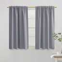 Light Grey Curtains 42 Inch Length for Bedroom/Kitchen/Bathroom Small Window Waterproof Short Blackout Gray Curtains 2 Panels Sets