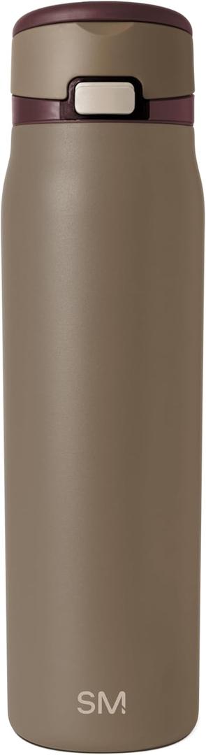 Simple Modern Mesa Loop Water Bottle with Covered Straw and Handle | 30oz Cup Holder Friendly Insulated Stainless Steel Bottles for Travel, Sports and School | Hazelnut