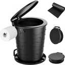 Camp Toilet for Adults, Upgraded 2nd Generation, Retractable Portable Camping Toilet with Paper Holder & Lid, Porta Potty Adjustable Height for Travel, Car, RV, Road Trip, baos portatiles para adultos