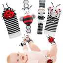 Infinno High Contrast Baby Toys Infant Rattle Socks and Wristband Set, Ideal Baby Sensery Toy Gifts for Newborn 0-12 Months, Perpect Black and White Toys for Boys and Girls As Baby Shower Gifts,  Black & White