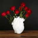 Human Heart Organ Shape Vase Creepy Halloween Home Desk Flowers Pot Decor, Medium Size 6.2" x 4.2", White
