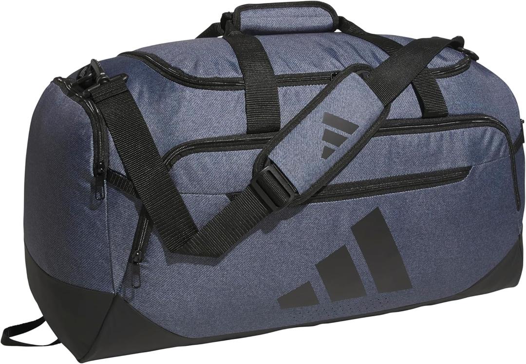adidas Defender 5.0 Duffel, Durable Travel Gym Sports Bag for Men and Women (Twill Onix Grey/Black)