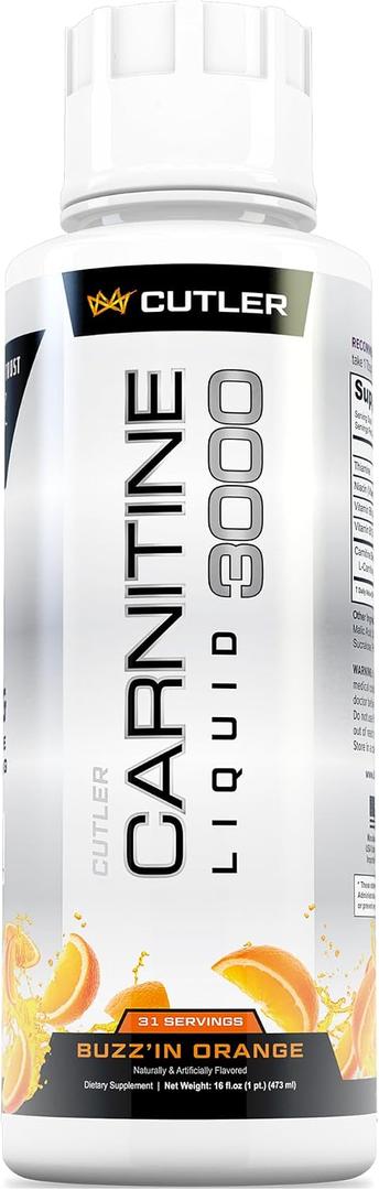 Cutler Nutrition Liquid L-Carnitine Fat Burner Supplement with Acetyl L-Carnitine & L-Carnitine Tartrate - Fat Burner Formula for Optimal Absorption, Energy & Muscle Support | Orange Flavor