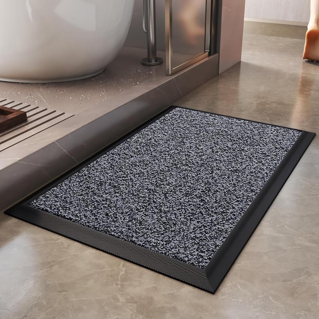 Heavy Duty Absorbent Quick Dry Bathroom Rugs Non Slip Bath Mat, Upgrade Rubber Ddging Bathroom Floor Mats