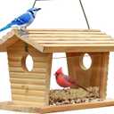 STARSWR Bluebird Feeder Outside,Mealworm Bird Feeder for Outdoors Squirrel Proof Hanging Birdhouse Feeder Wooden Bird House Feeder for CardinalFinch
