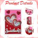 Kathfly Valentine's Day Wooden Sweetheart Candy Box Shaker Conversation Hearts Candy Box Decor for Exchange Seasonal Gifting Imitation Heart-shaped Candies Decor Word Stack for Lover Couple Gift