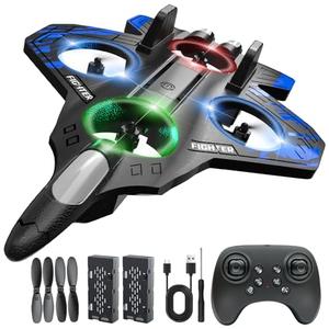 Lovovia Foam Remote Control Airplanes, RC Planes with Light, RC Airplane Fighter Jet for Kids Adults 8-16, 360° Flip, Stunt Roll, Drones for Kids 8-12, Airplane Toy Gifts for Kids Boys(Blue)