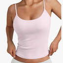 Trendy Queen Womens Spaghetti Strap Tank Top Summer Double Lined Workout Camisole Going Out Cute Tops Y2k Teen Girl Basic White L