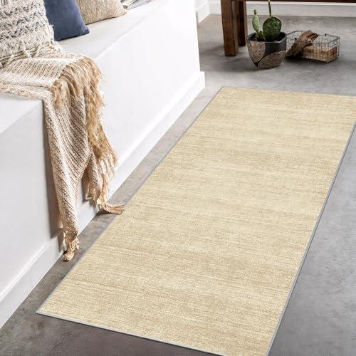 Art&Tuft Runner Rug 2x5 Non-Slip - Low-Pile Washable Runner Rug for Hallway, Soft Distressed Carpet Runner for Bedroom Bathroom Kitchen Laundry Living Room, Brown