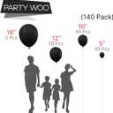 PartyWoo Black Balloons 140 pcs Different Sizes of 18 12 10 5 Inch Black Balloons Arch Kit Garland for Baby Shower Birthday Graduation Casino Gaming Anniversary Retirement Party Decorations Black-Y18